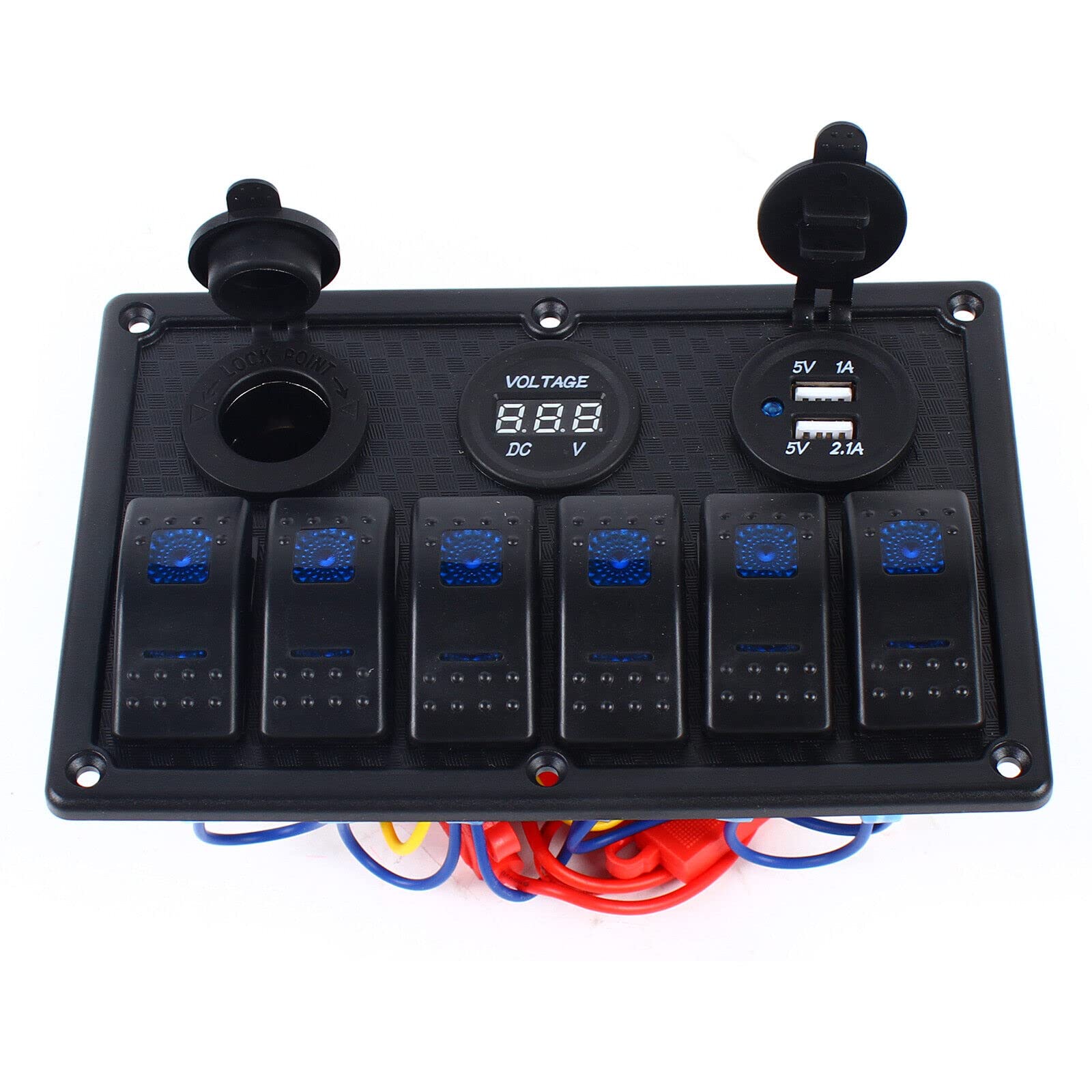 Pannello di controllo combinato a 6 marce, 12 V/24 V, LED con 2 porte USB, interruttore per camper, barche, auto, casa motore