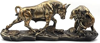 Wall Street Bull & Bear Battle Resin Statue, Bull & Bear Decoration 11inch, Home Decor Accents Bull Ornaments for Living Room, Bedroom, Wine Cabinet, Office - Black