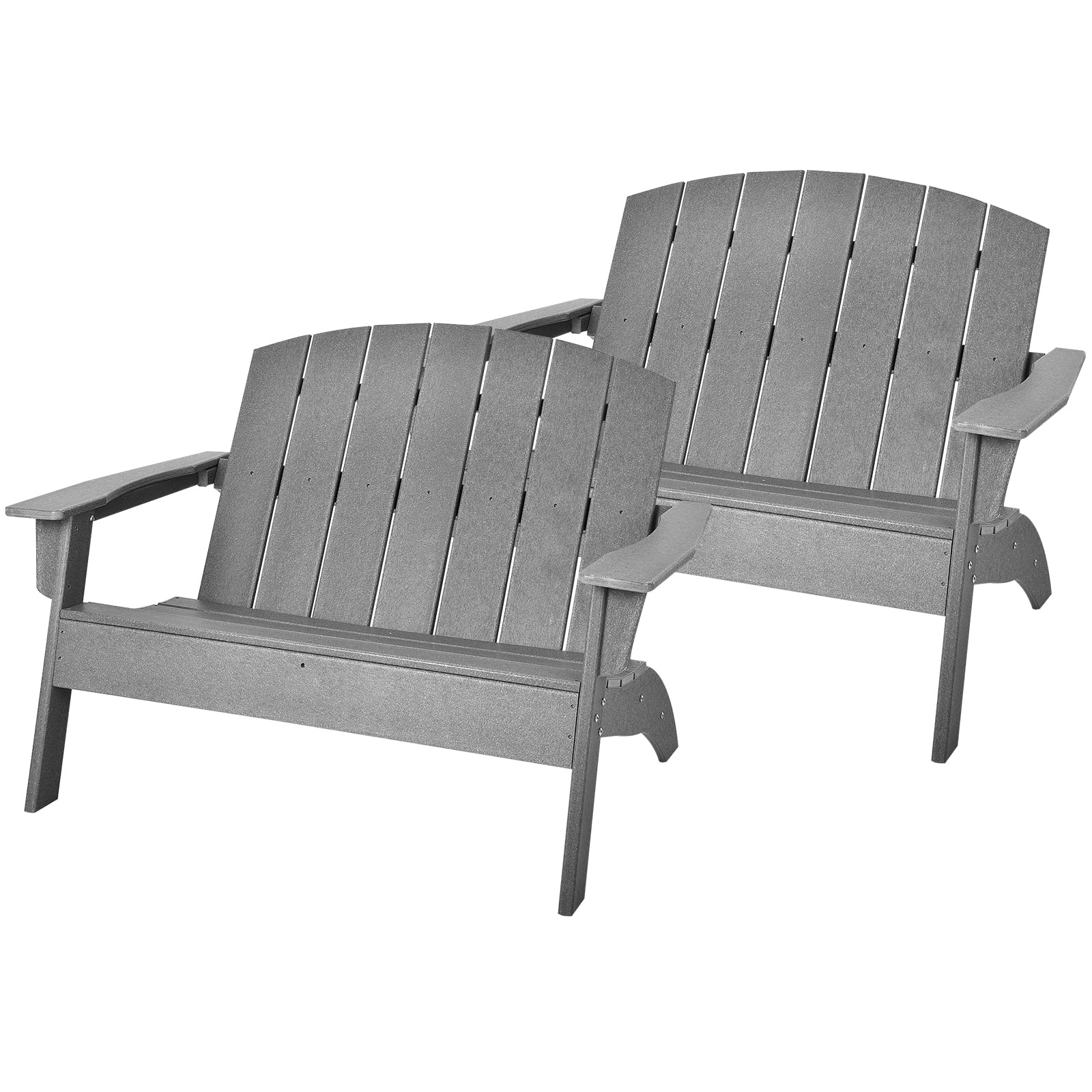Giantex Adirondack Chair Outdoor Loveseat, High Density Polyethylene HDPE Material Adirondack Chairs Set of 2 People, Patio Adirondack Bench for Porch