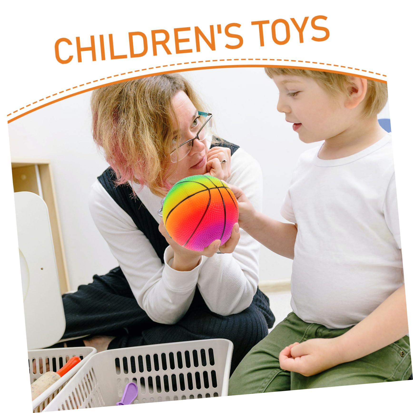 Lot De 3 Balles De Basket Pour Enfants - Jouets Colorés Rebondissants, Pour Jardin Ou Intérieur, Bleu, Rose, Orange