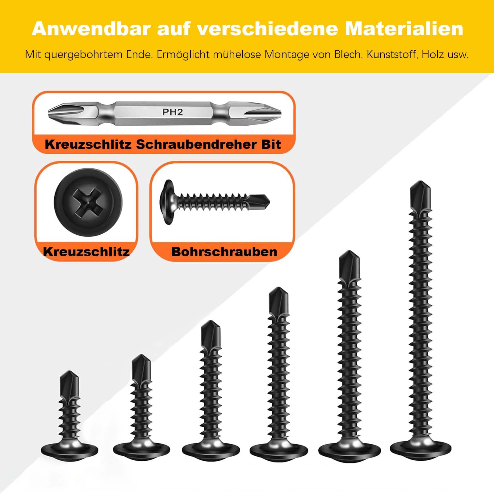 50 Tornillos Autorroscantes De 4,2 X 13 Mm, Tornillos Autorroscantes De Acero Inoxidable, Tornillos Phillips, óxido Negro, Con Destornillador