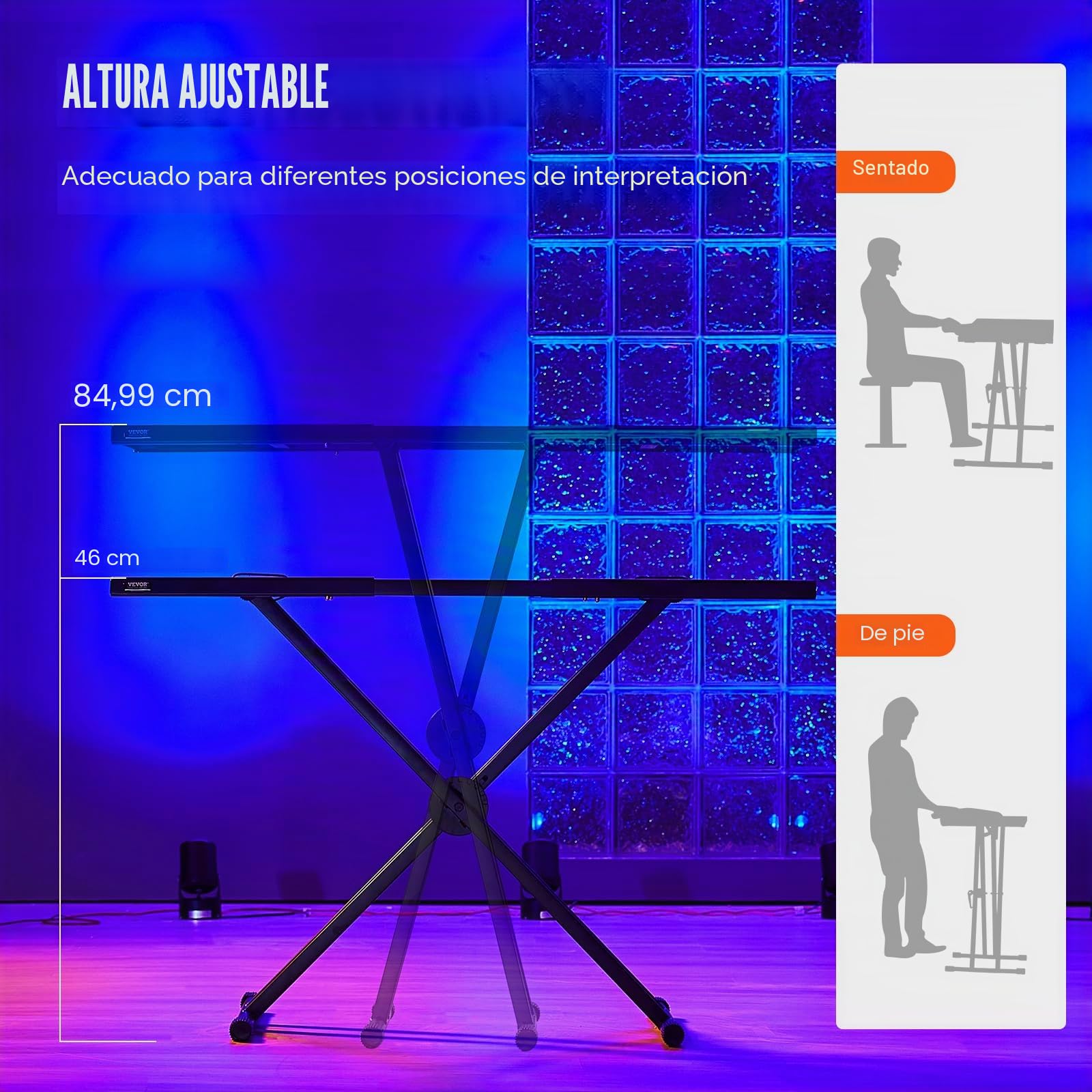 VEVOR Mesa para DJ con Soporte Portátil para Computadora Portátil y Controlador de DJ Cabina para DJ Altura Ajustable 460-850 mm Soporte para Teclado y Tablero Plegable en X para Mezclador de Audio