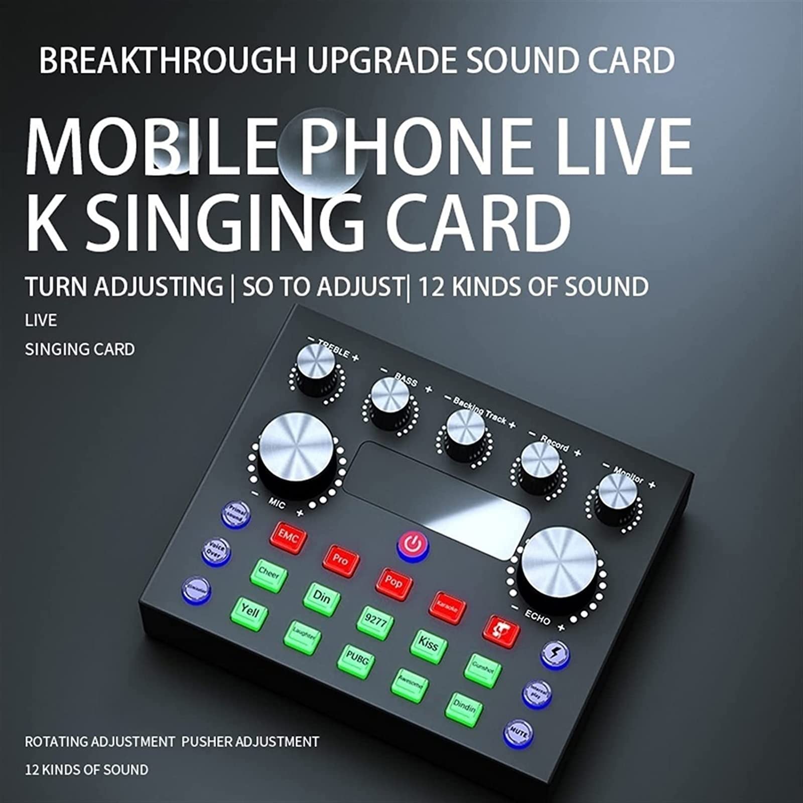 Professioneller Audiomixer, V8S Audiomixer Externe USB-Soundkarte Handy Live Voice Changer Soundkarte mit Mehreren Soundeffekten