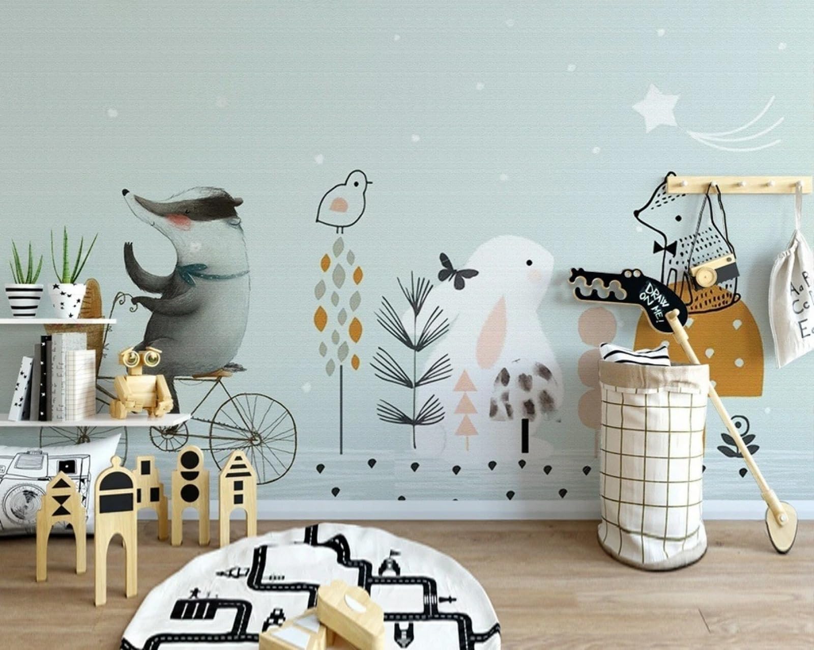 Papier peint panoramique 3D animaux grand format 430x300 décor minimaliste