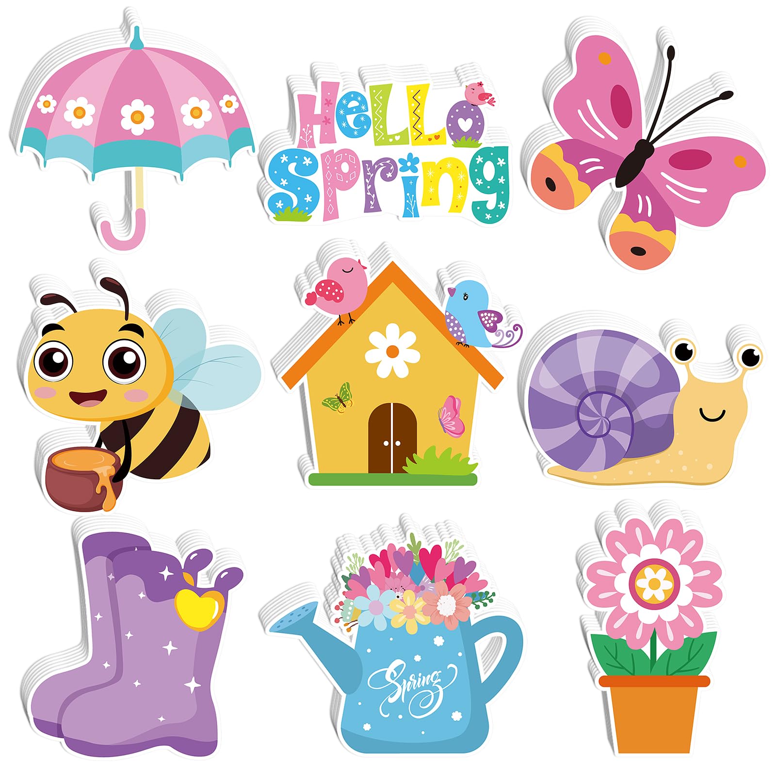 54 Pcs Spring Flower Cut-Outs Double Printed Paper Flower Decor for Spring Bulletin Board Classroom Decoration (Colorful.54)