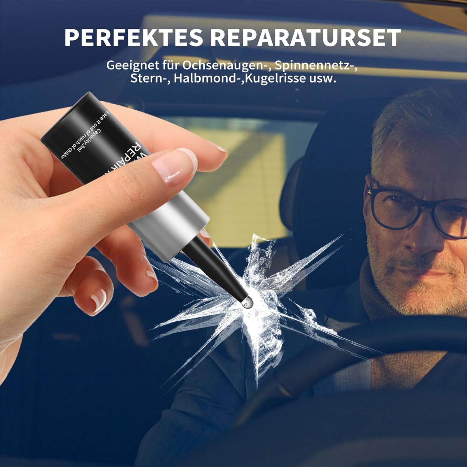 Vanwoke Kit de réparation de pare-brise de voiture, kit de réparation