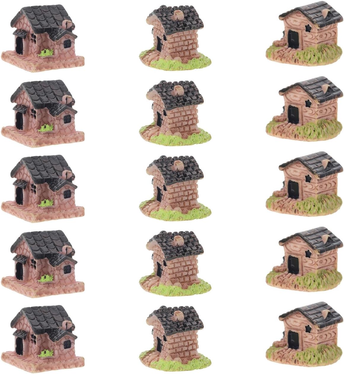 15Pcs Resin Mini House Decorations Small Fairy Houses for Micro Landscape Orname…