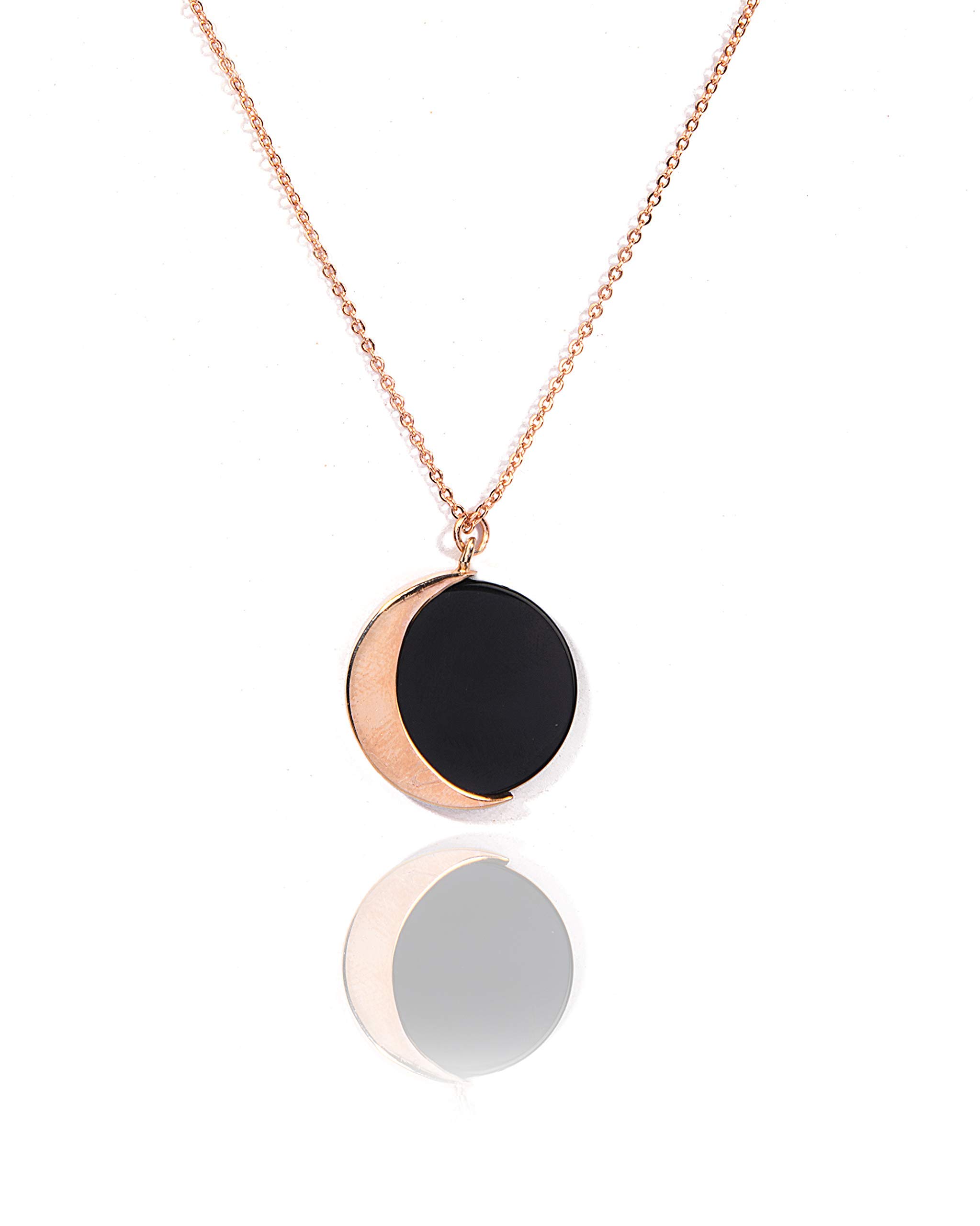 Gempro Genuine Onyx Gemstone Contemporary Rose Gold Chain Pendant Necklace for Women, Black (B08JQHH3YQ) Amazon Price History, Amazon Price Tracker