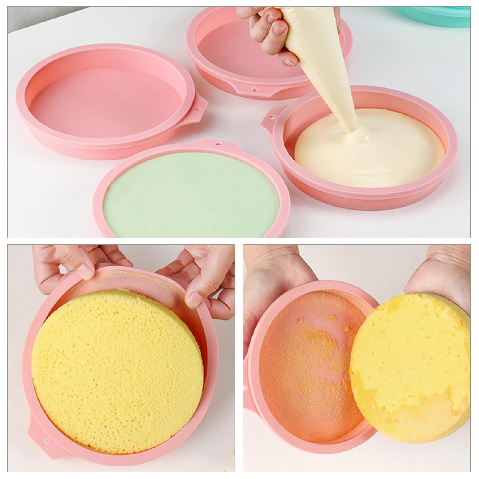 Newk Lot De 4 Moules à Gâteau Ronds En Silicone Pour Gâteau, Dessous De Verre En Résine, Savon Fait Main - 20,3 Cm