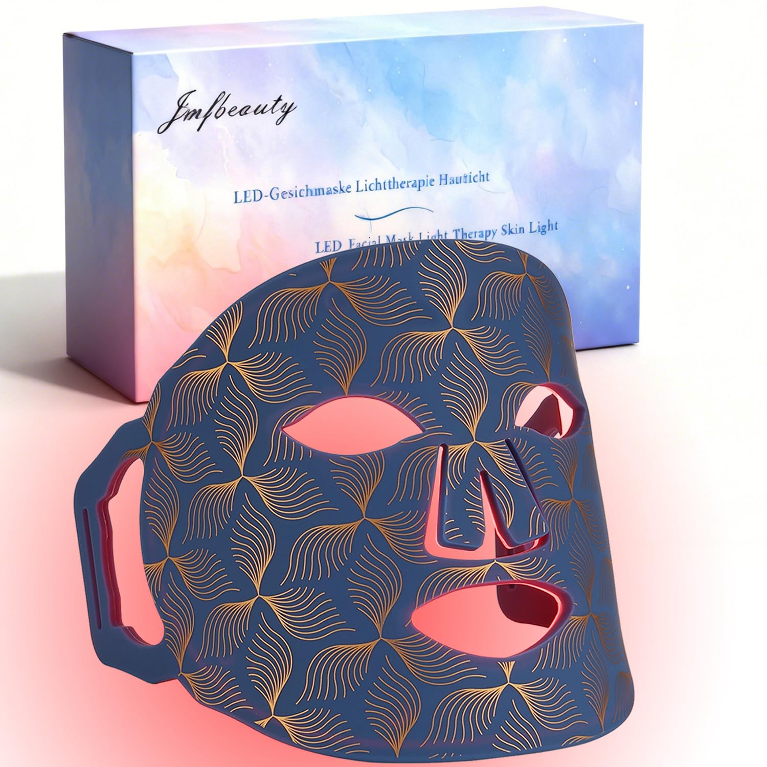 LED Gesichtsmaske Hautlicht Rot Blau Licht 7 Farben faltbar Silikon Photonlicht Spa Hautpflege Straffung Hautverjüngung für Gesicht Hals Körper (wiederaufladbar)