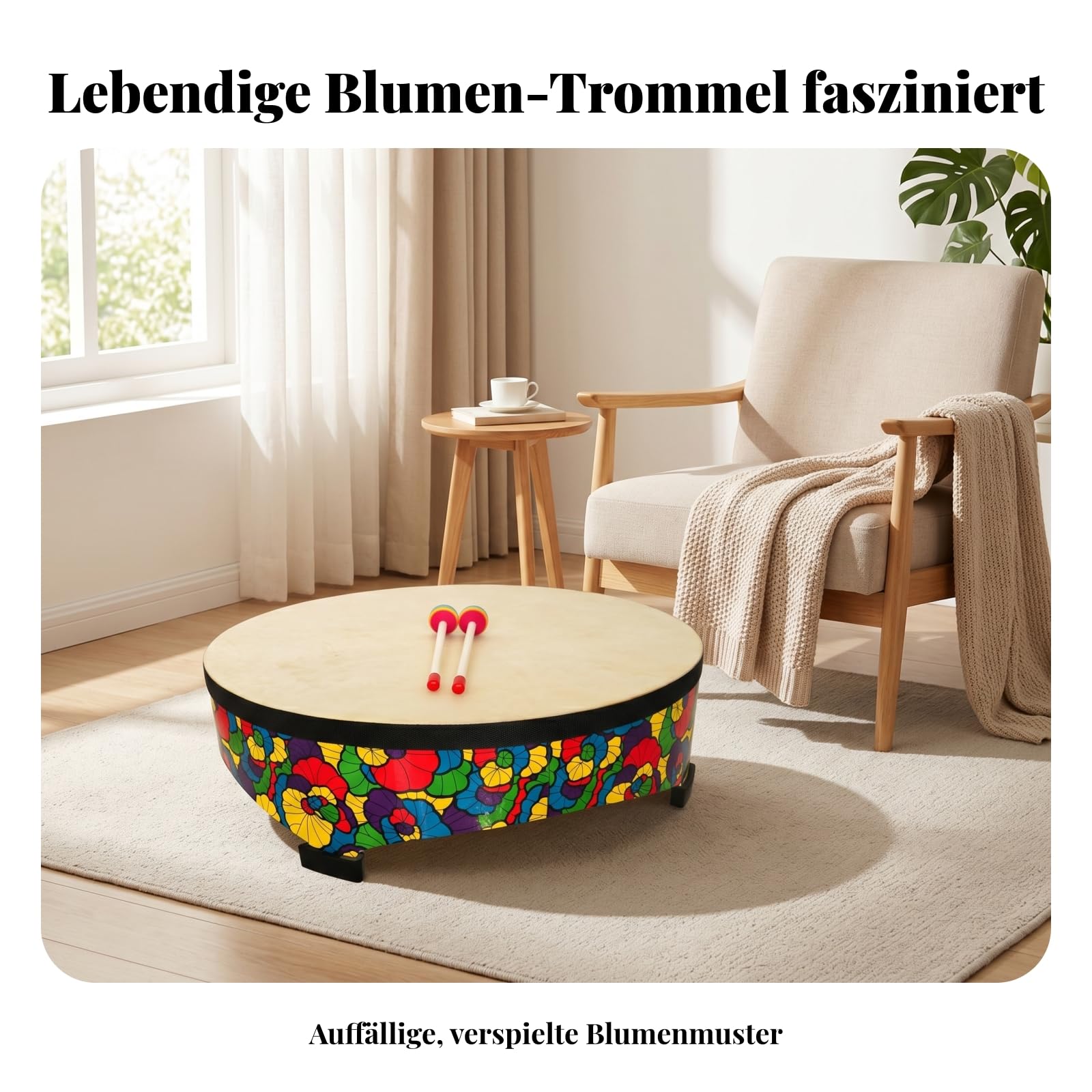 Holztrommel aus Holz Kindertrommel bunt Kinderinstrumente für Kinder, Dhd56a