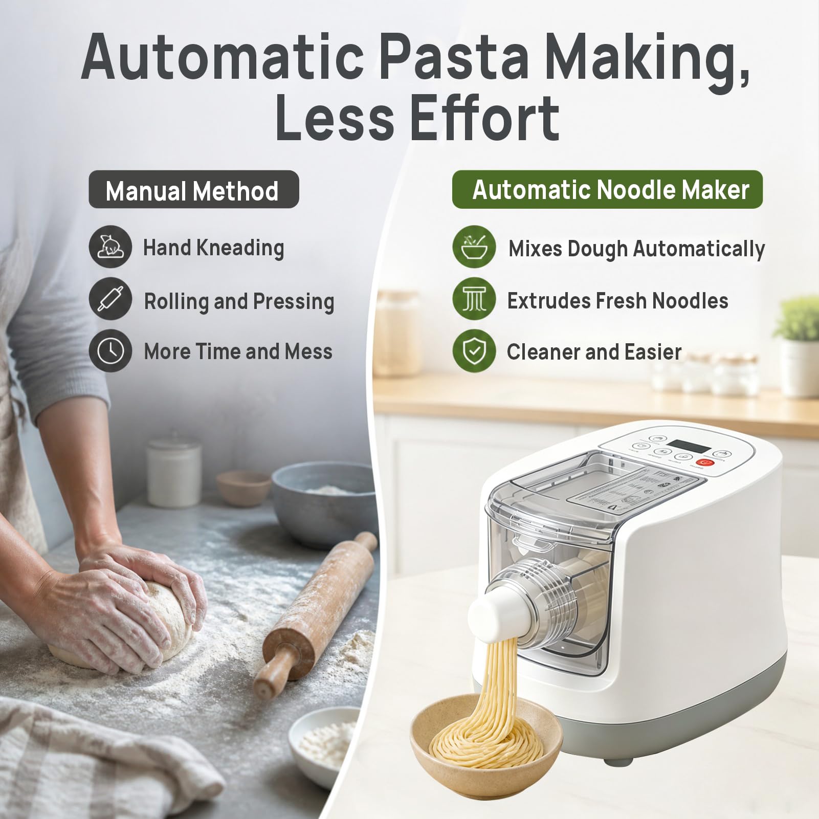 Automatyczna maszyna do makaronu 260 W, elektryczna maszyna do makaronu, 500 g, 12 rodzajów foremek do makaronu, maszyna do makaronu spaghetti
