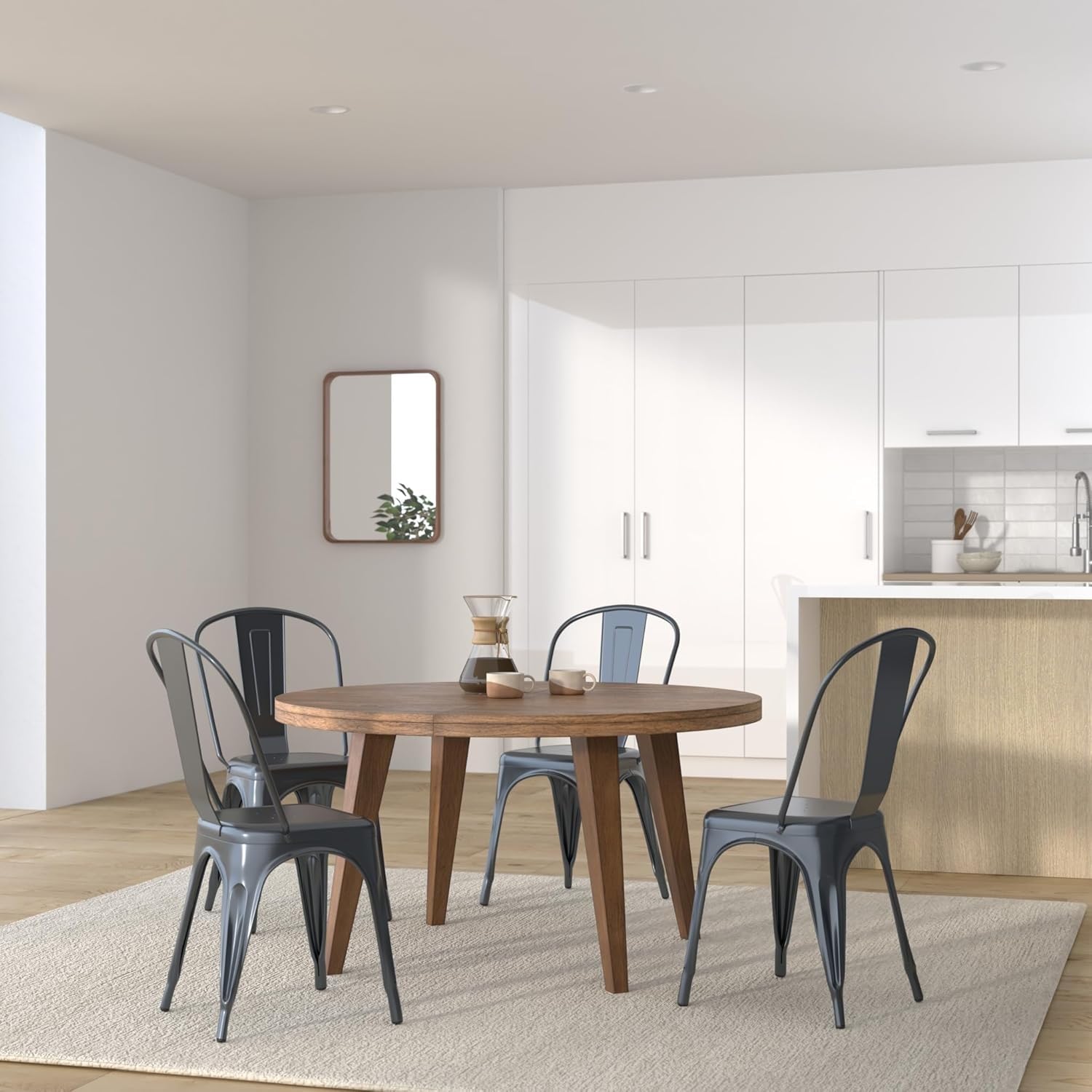 Set 4 Sedie Da Pranzo Klihome - Struttura Metallo E Legno, Stile Industriale, Marrone Rustico, Portata 150kg - Foto 9