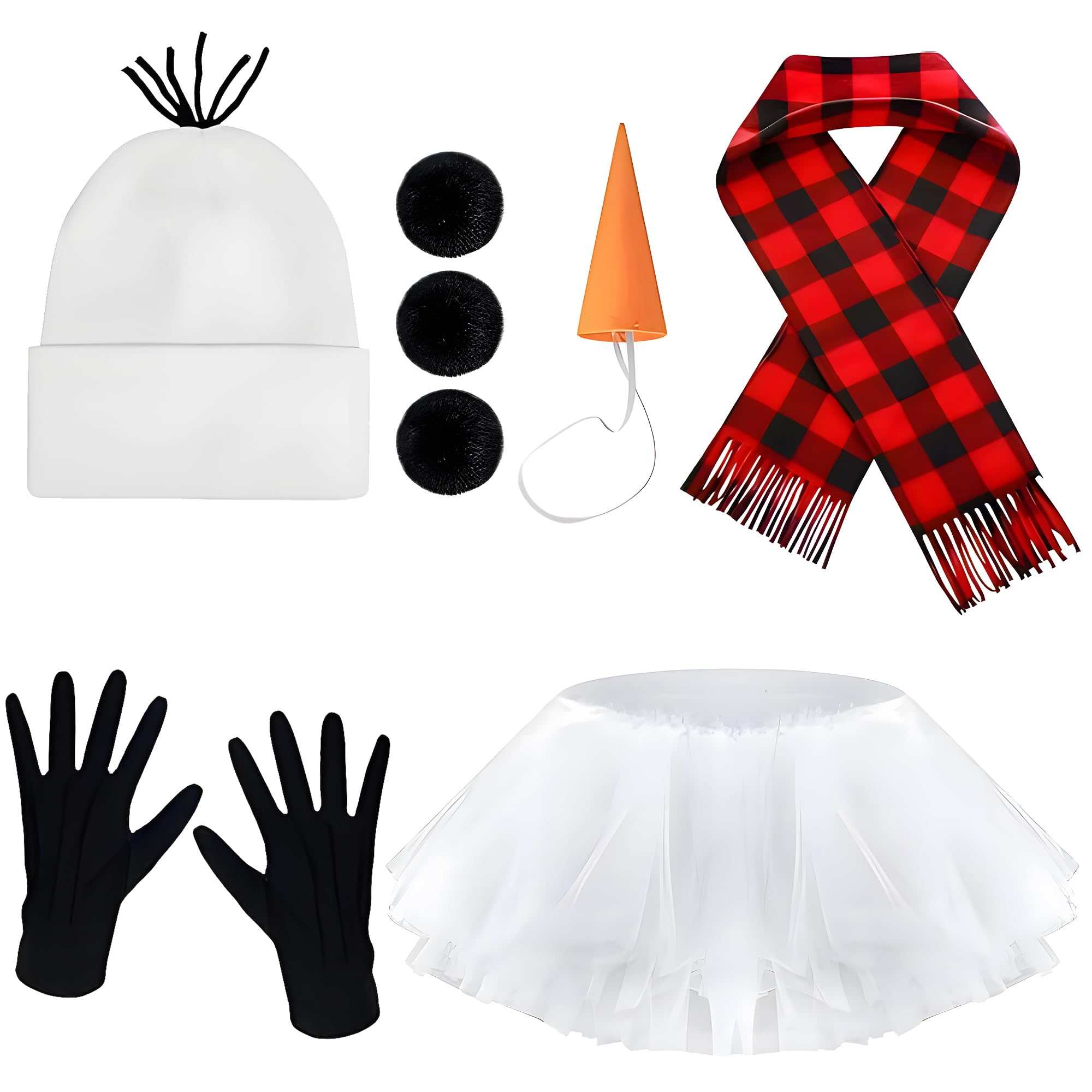 cadelon 8pcs Snowman Costume Set for Adult Women - Premium Material, Fashionable Design, Perfect for Winter Parties