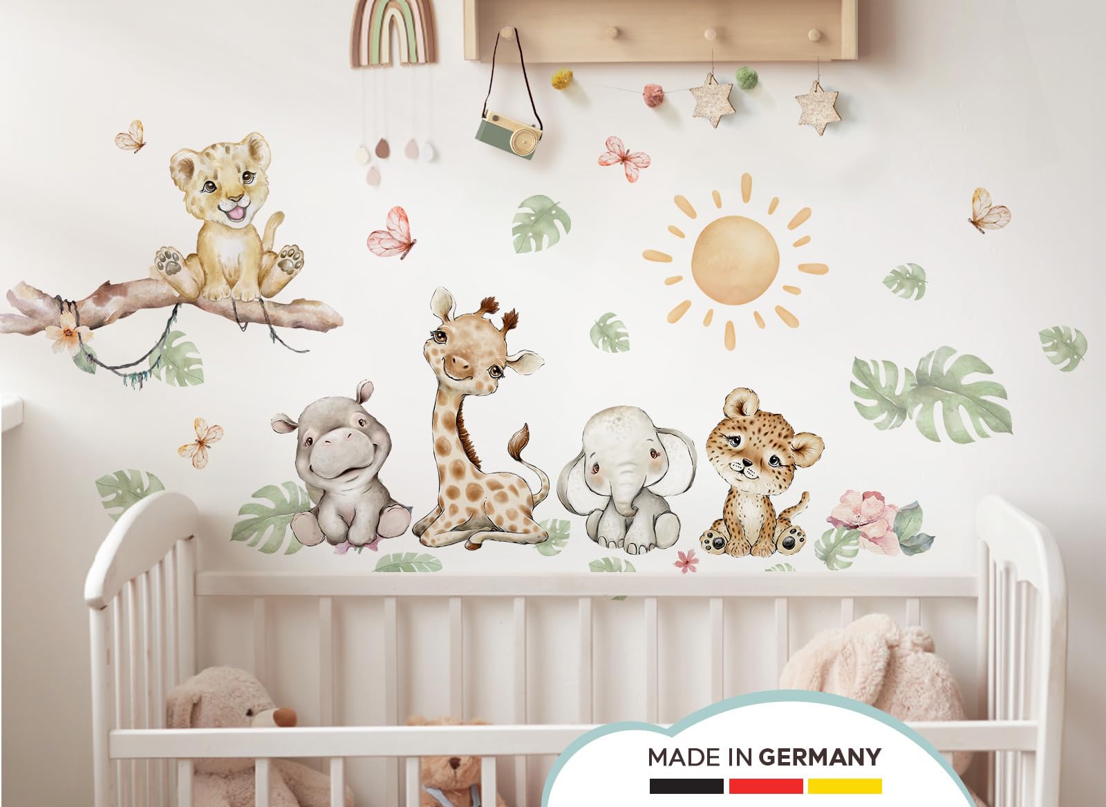 Little Deco Tatuaż ścienny zwierzęta safariowe żyrafa słoń DL5077 XL