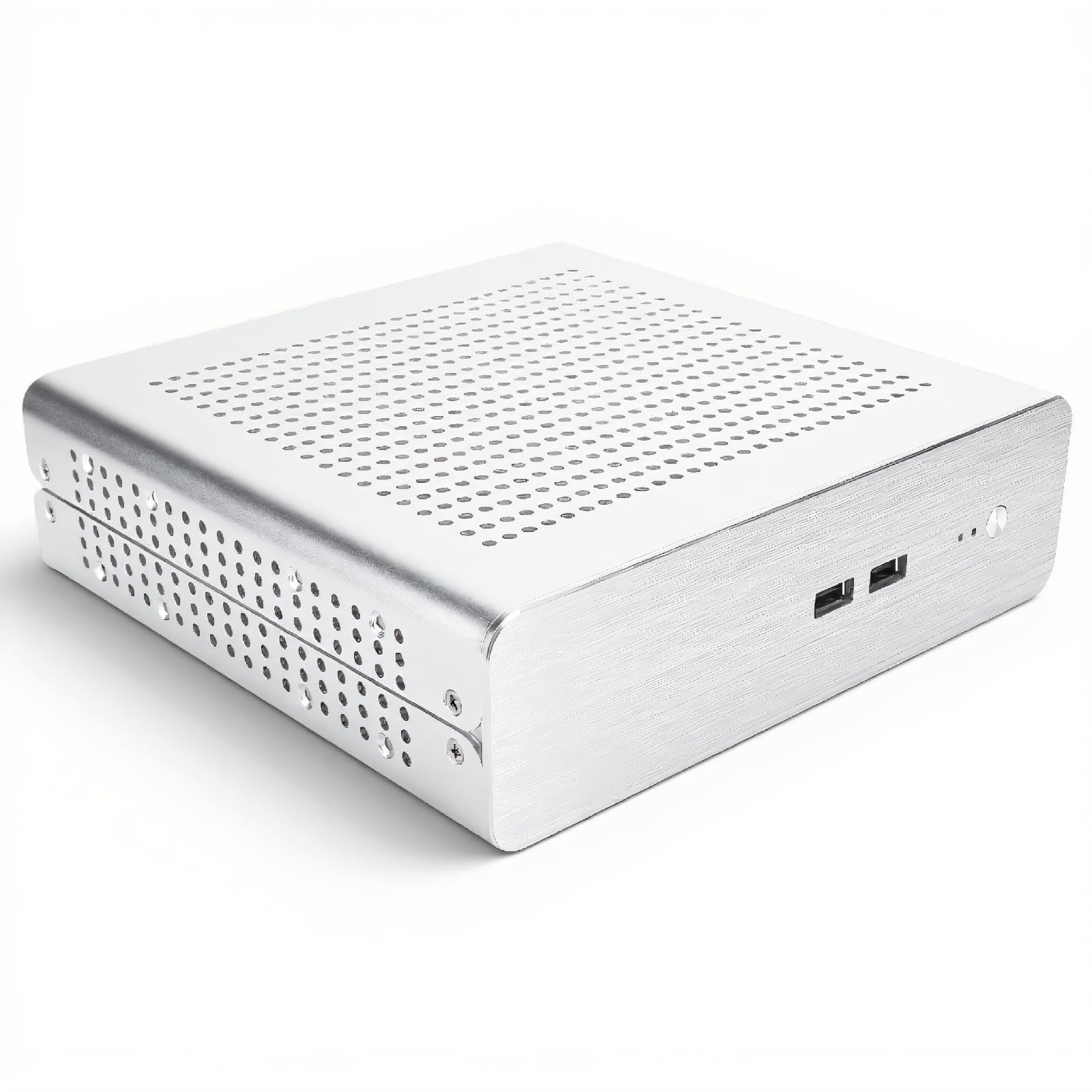 Htpc - Custodia per computer Mini Itx, corpo in alluminio, custodia porosa per PC a dissipazione del calore, supporto alimentatore Dc-ATX, supporto ventole 4 x 4010, per scheda madre Mini-Itx
