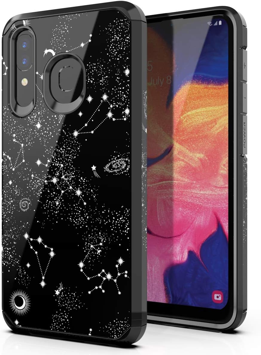 PBRO Case for Galaxy A20 Case,Galaxy A30 Case,Galaxy A50 Case Cute Universe Case Dual Layer Soft Silicone & Hard Back Cover Heavy Duty PC+TPU Protective Shockproof Case for Samsung Galaxy A20 -Black.