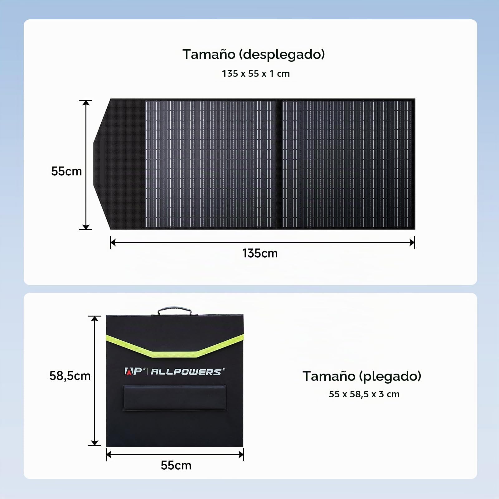 ALLPOWERS Placa Solar Portátil Plegable,Panel Solar Monocristalino Alta Eficiencia 23%,IP67 Impermeable para Acampada,Viajes, Emergencias Compatible con Baterías Móviles (SP027)
