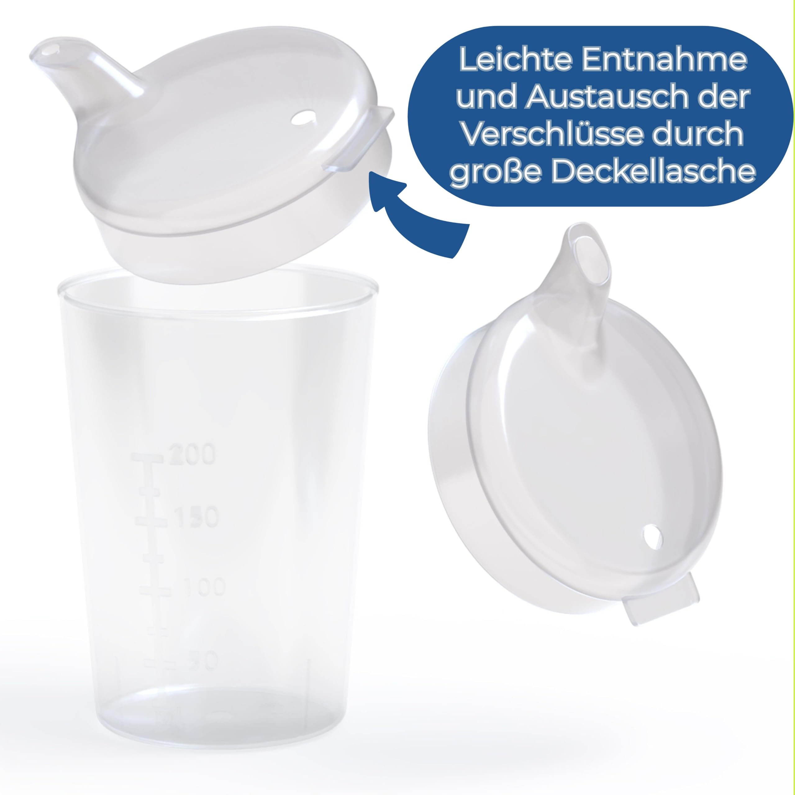 Lot de 3 gobelets à bec verseur de 250 ml pour adulte avec deux couvercles (grande et petite ouverture) par lot – Couleur au choix (transparent)