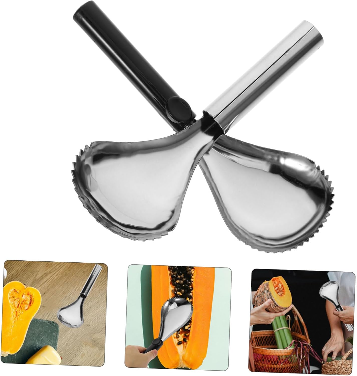 Garneck 6pcs Pumpkin Corer Remover Scooper Versatile Kitchen Tool for Effortlessly Removing Pulp Ice Shoveling and Fruit Separation Lightweight Design