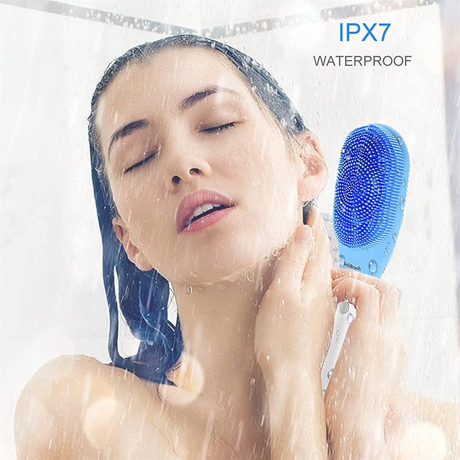 Cepillo de baño eléctrico de carga USB, cepillo de ducha de mango largo, cepillo de baño y cuerpo, cepillo de masaje impermeable, exfoliante, mejora la circulación