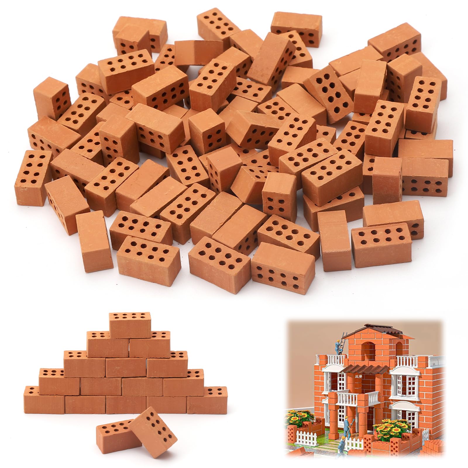 80 Mini-briques En Terre Cuite – 50 Briques + 30 Tuiles, 1:16, Pour Maquettes, Maisons De Poupée, Décor Jardin