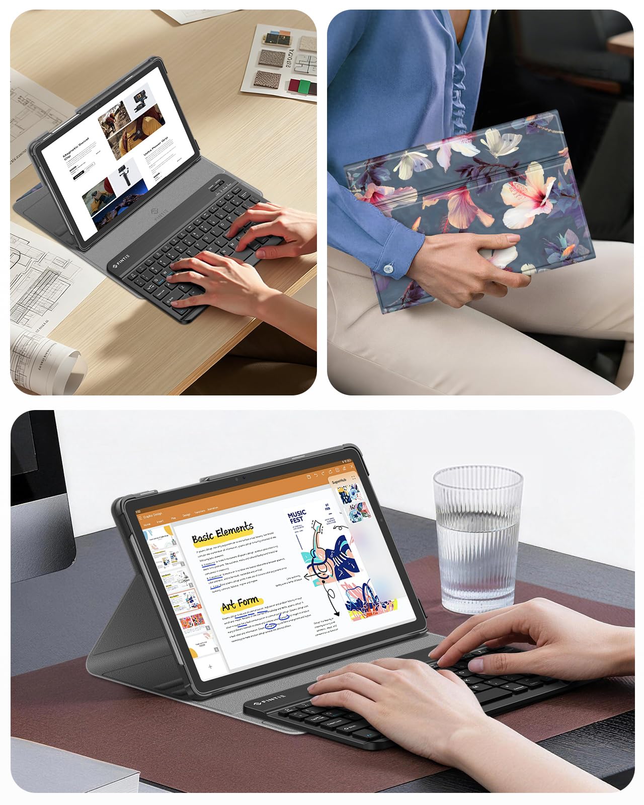 Fintie Funda con teclado para Samsung Galaxy Tab A11 Plus/A9 Plus de 11 pulgadas, color negro | 3 ángulos de visión, teclado Bluetooth desmontable, batería recargable, doble protección, uso de viaje y estudio de trabajo