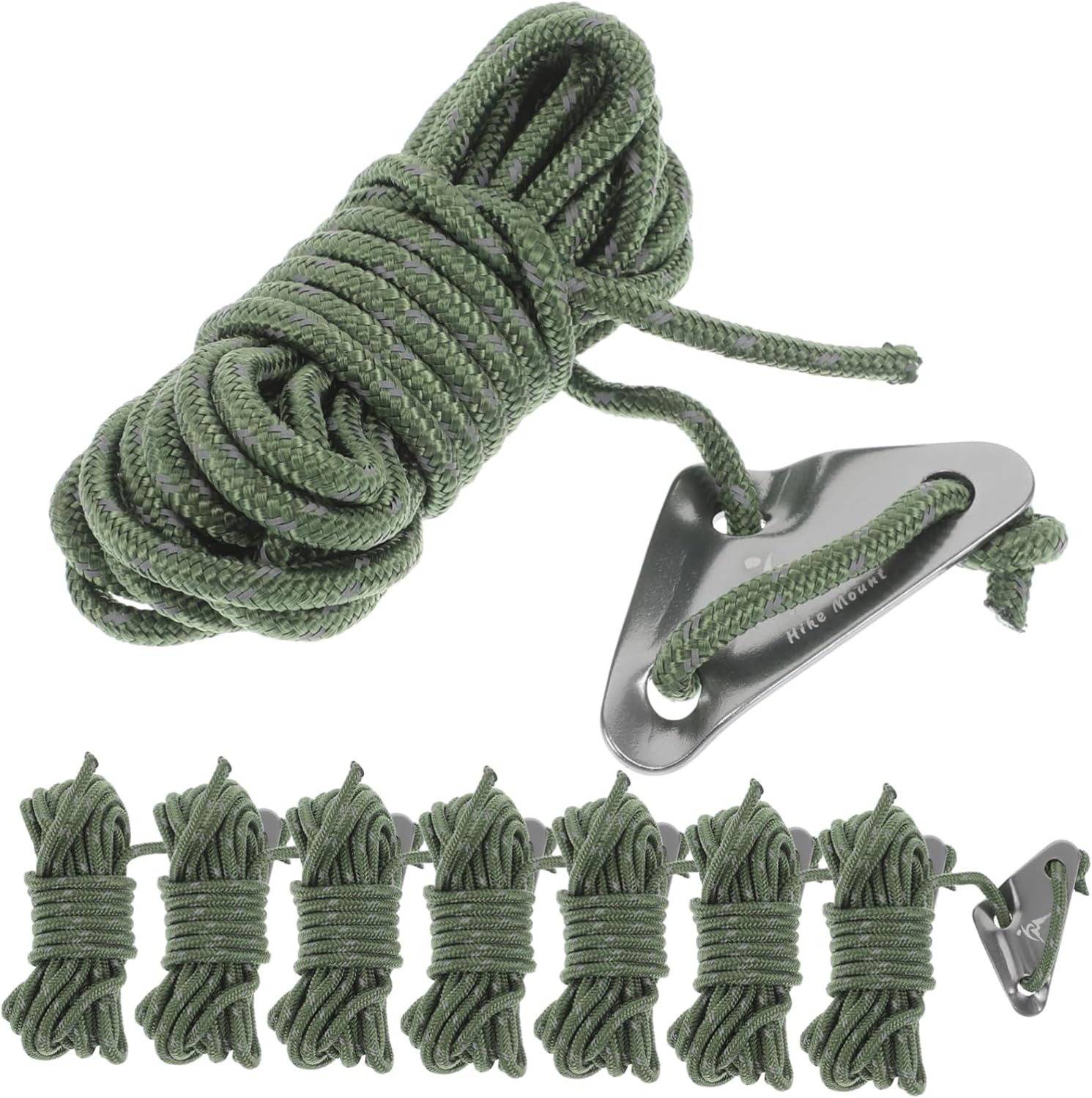 8pcs Reflective Tarp Tie Down Rope for Camping Heavy Duty Polyester Guyline for Tents Adjustable Windproof Tent Rope Sturdy Tree Climbing Gear Outdoor Equipment