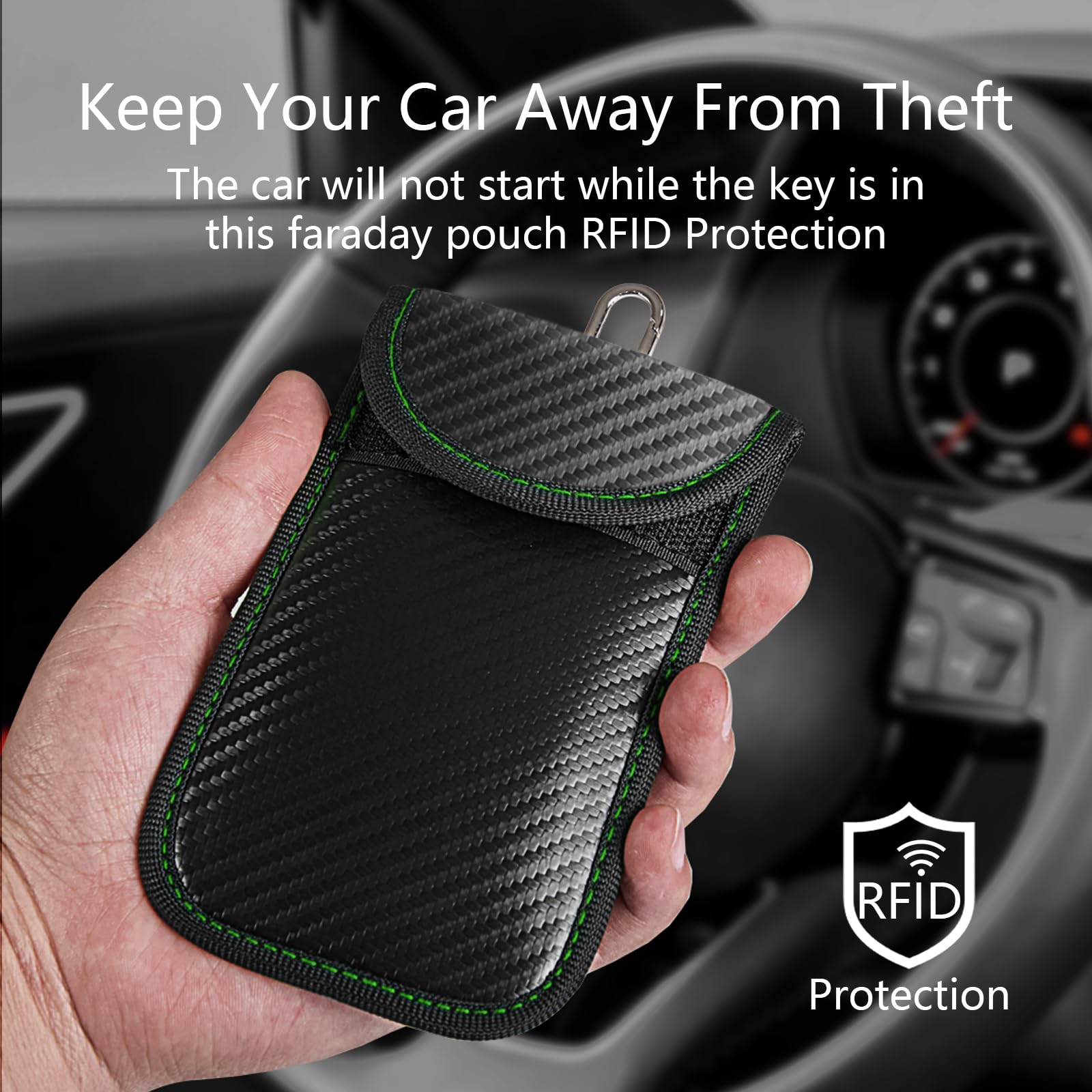 Meliya Faraday Pouch Bag for Car Keys, RFID Signal Blocking Holder, Faraday Key Fob Protector, Anti-Theft Key Fob Case (Green)