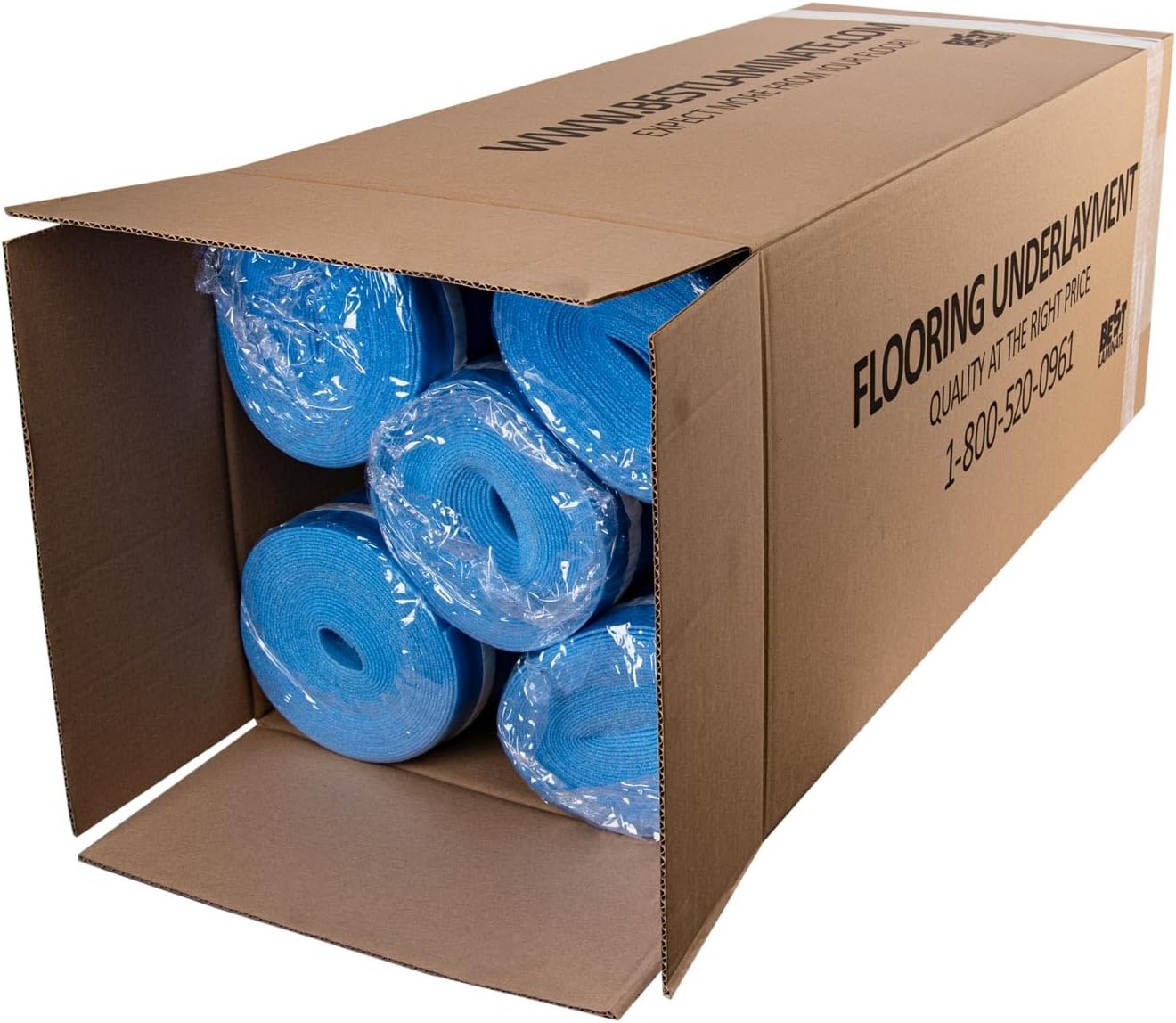 3in1 Vapor Barrier Flooring Underlayment w/Overlap and pre-Attached Tape Strip - Bestlaminate- 2mm - 500sq.ft (Bundle 5 Rolls Each 100 sg.ft.)