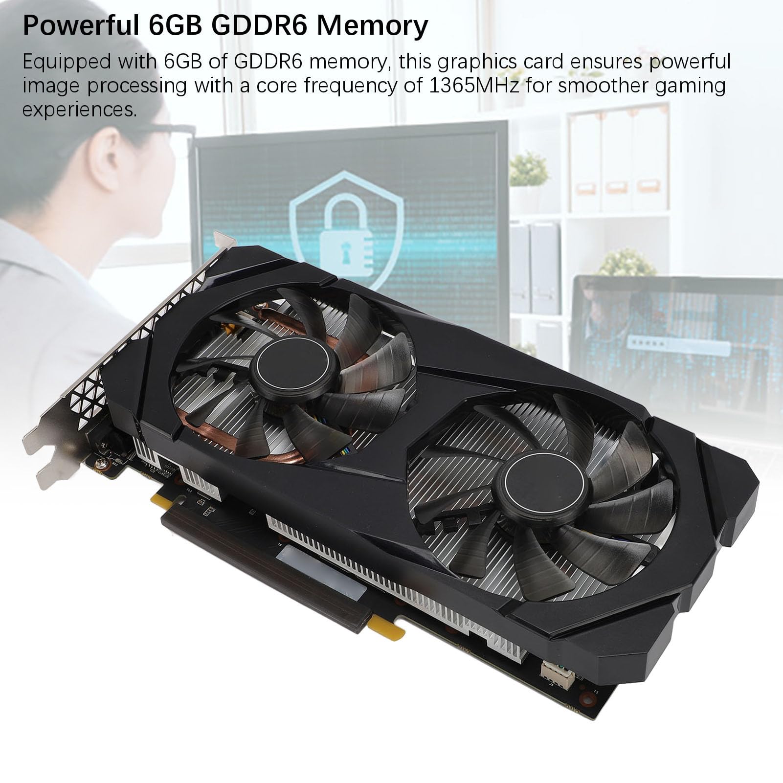 RTX2060 6 GB Karta Graficzna, GDDR6 192-bit GPU, Karta Graficzna PCIE 3.0 16X, Karta Gier z Podwójnymi Wentylatorami z Portów HDMI/DVI-D/DP