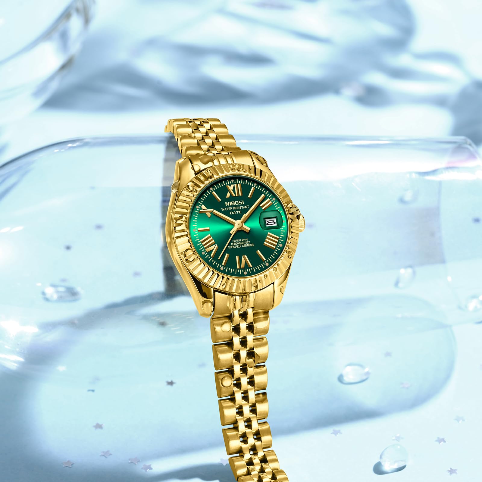 NIBOSI Relojes para mujer, analógico, de cuarzo, impermeables, con fecha, delicado, moderno, de acero inoxidable, para muñecas pequeñas, elegante, para mujer