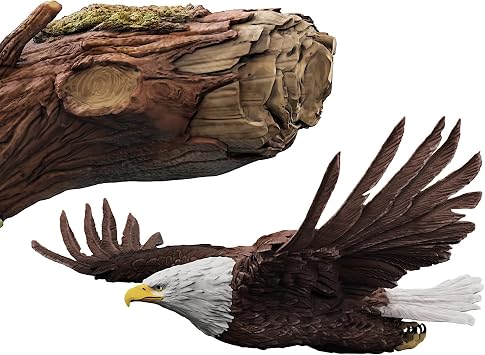 The Bradford Exchange Soaring Guardian Hand-Painted Levitating Eagle Sculpture with Sculpted Eagle's Nest