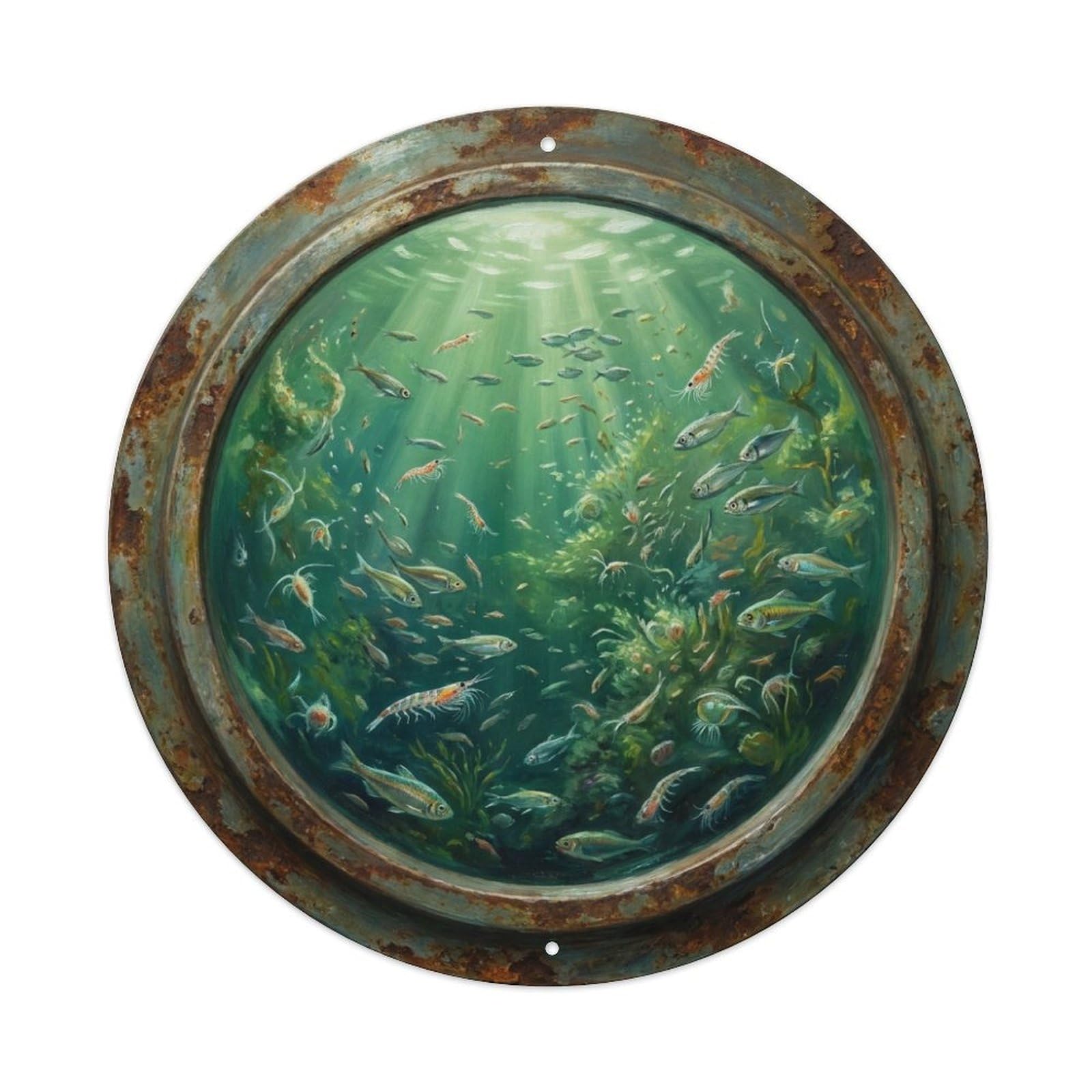 Fyrn Style Metal Tin Sign Vintage Porthole Upwelling Nutrients Ship Window Undersea Deep Sea