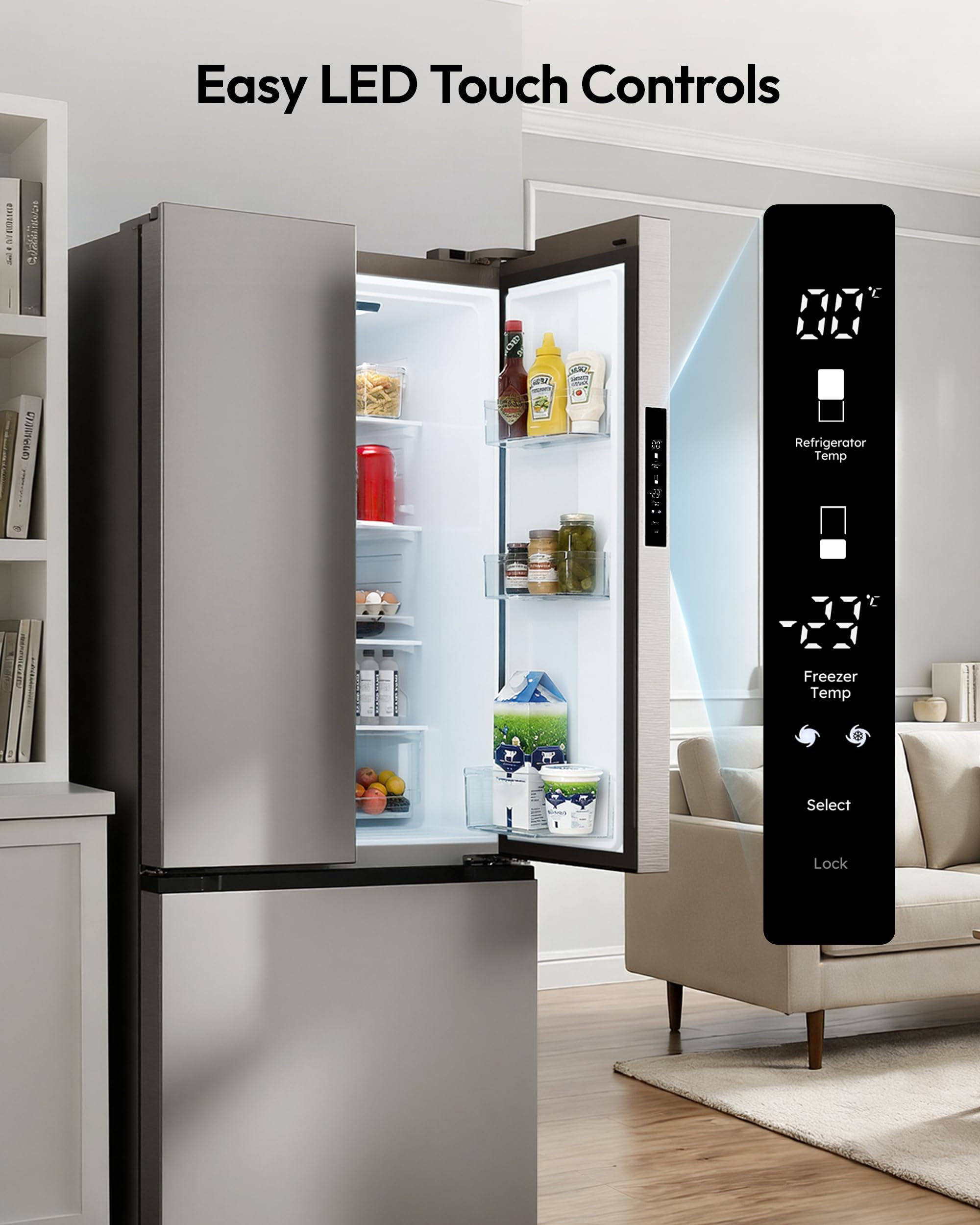 Icevival 18 Cu.Ft French Door Refrigerator With Freezer Drawer – Frost Free, Ul Certified, Side By Side Fridge With Door Ajar Alarm & 3 Smart Modes on Fridge.com - View 3