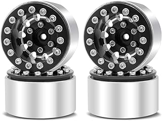 OGRC 1.0 Wheels Deep Dish Rims Negative Offset 7mm Wheels for SCX24 C10 JLU Deadbolt Gladiator Bronco Axial 1/24 Crawler Car (Black)