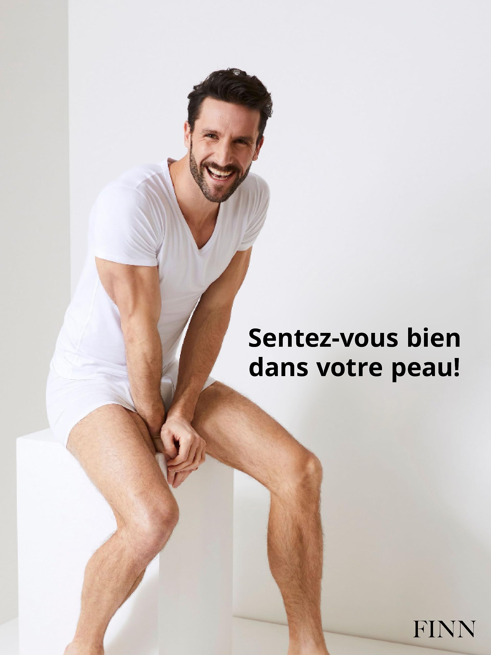 FINN T-Shirt Anti-Transpiration pour Hommes avec col en V et Patchs intégrés aux aisselles pour la Forte Transpiration - Maillot de Corps Contre Les odeurs et Les Taches de Sueur