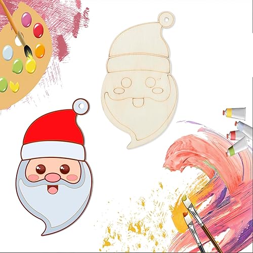 Miniatura 4 de Decoración de madera de Papá Noel para Navidad, decoración de pared con tablero de madera en blanco, adornos sin terminar para Navidad, boda, fiesta