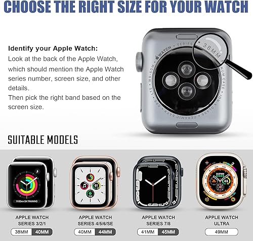 Miniatura 6 de Ritche Correa resistente de nailon para Apple Watch para hombres y mujeres, compatible con Apple Watch de 1.496 in 1.575 in 1.614 in 1.654 in 1.732