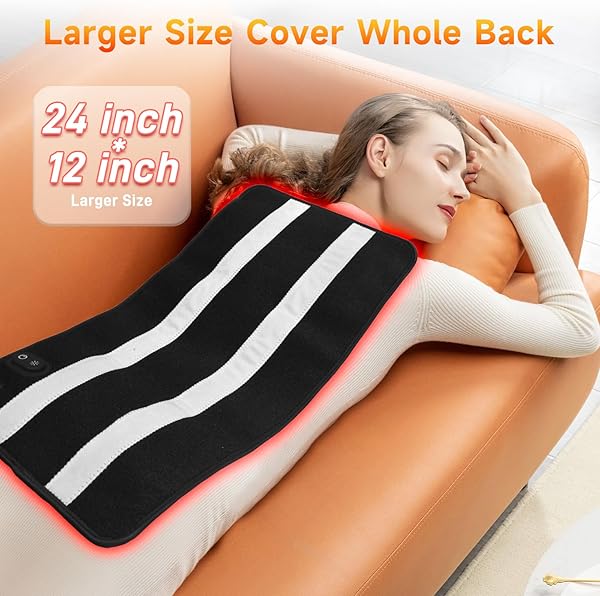 2026 Portable Red Light Mat for Full Body, 24" x 12" TPU Light Mat with Dual Wavelength LEDs (660nm & 850nm), Adjustable Strap for Home Relaxation - 4