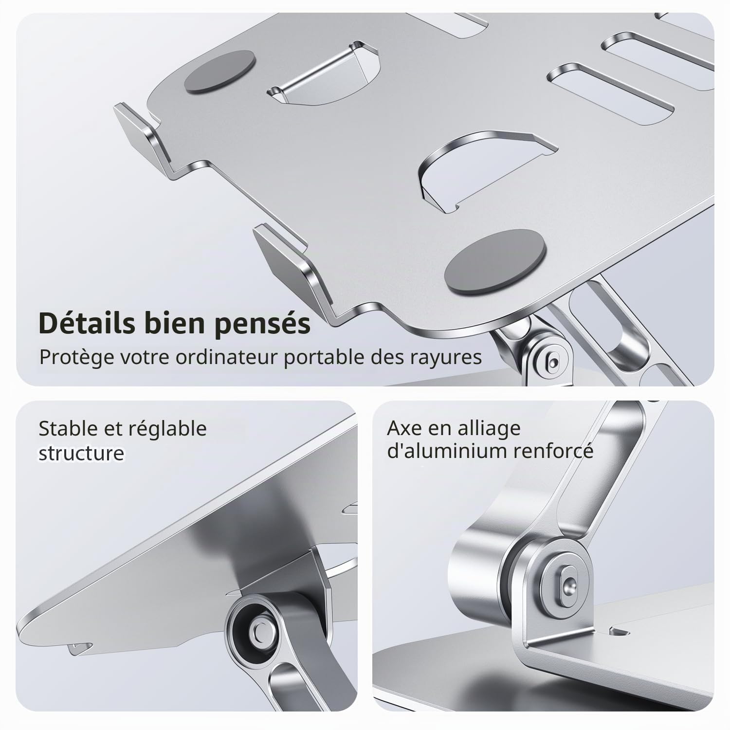 CreaDream Support pour Ordinateur Portable de Bureau en Aluminium avec Pied Rotatif à 360 °, Support Ergonomique et réglable pour Ordinateurs Portables de 10 à 17", MacBook Air Pro, Dell, HP