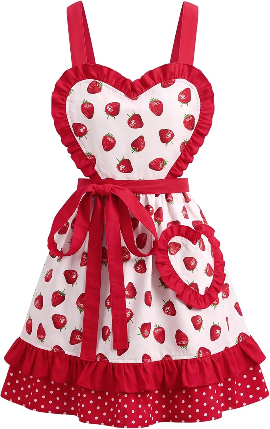 Lovely Home Work Adjustable Apron for Women Ruffle Vintage Cook Apron with Pockets Cross Back Kitchen Aprons Gift