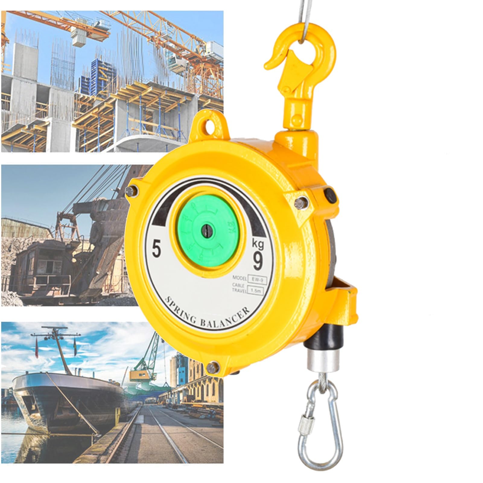 Retractable Spring Balancer, Adjustable Spring Balancer With 1.5m Wire Rope And Hook, Workshop And Automotive Equipment, for Assembly Line With Mounting Accessories (Size : 5-9kg)