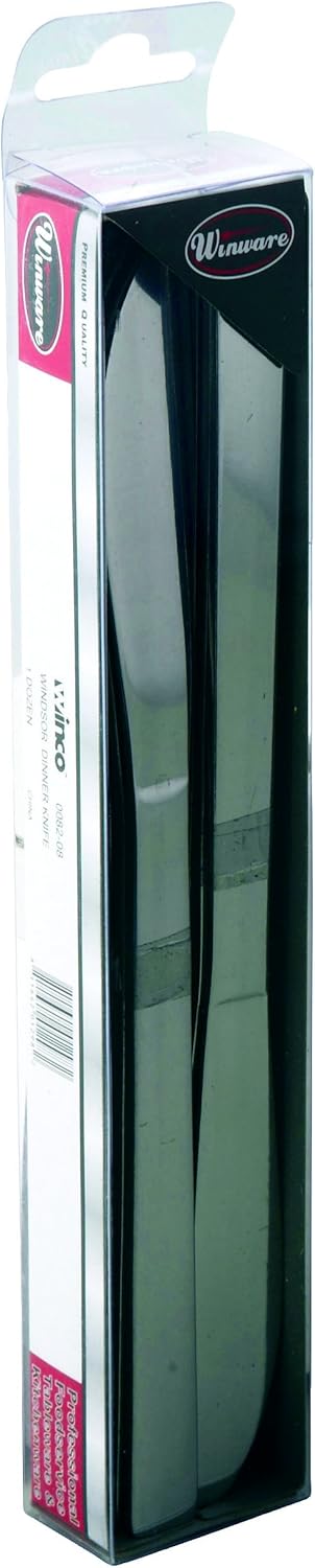 Winco 12-Piece Windsor Dinner Knife Set, 18-0 Stainless Steel,Silver