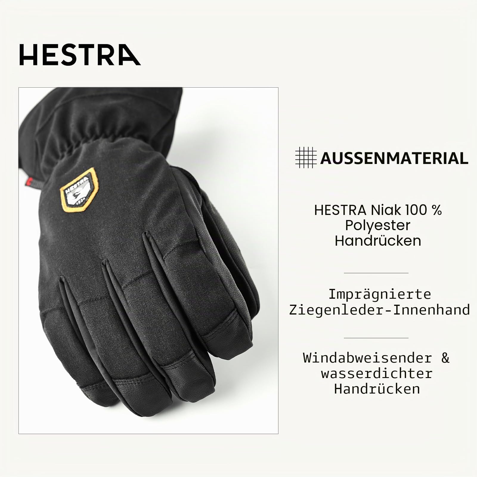 Hestra Unisex CZone Mountain 5-Finger Handschuh Wasserdicht Winddicht Leder Alpin Skihandschuh für Damen & Herren