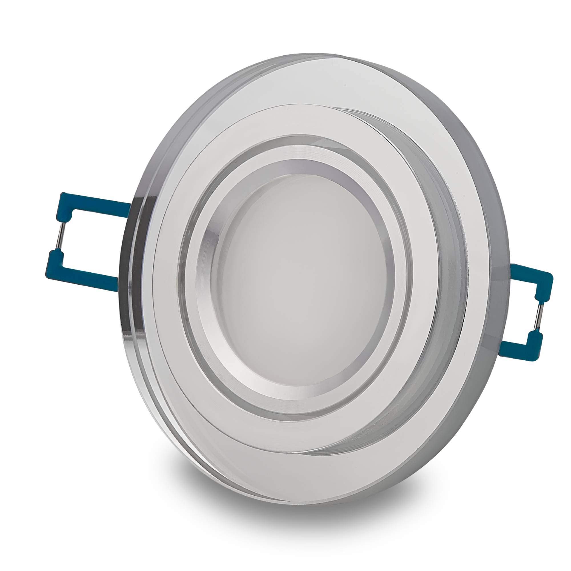 10x LED Einbaustrahler Set Glas rund - transparent 5 Watt warmweiß 230V - Einbau-Spot dimmbar schwenkbar flach als Deckenleuchte Decken-Strahler - Einbauleuchte 75-80mm Bohrloch