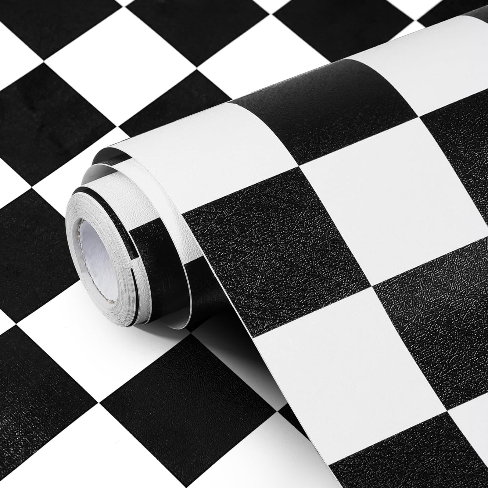 Jeweluck Black and White Wallpaper Peel and Stick Checkered Contact Paper 17.7"x196.8" Mosaic Checkered Peel and Stick Wallpaper Lattice Self Adhesive