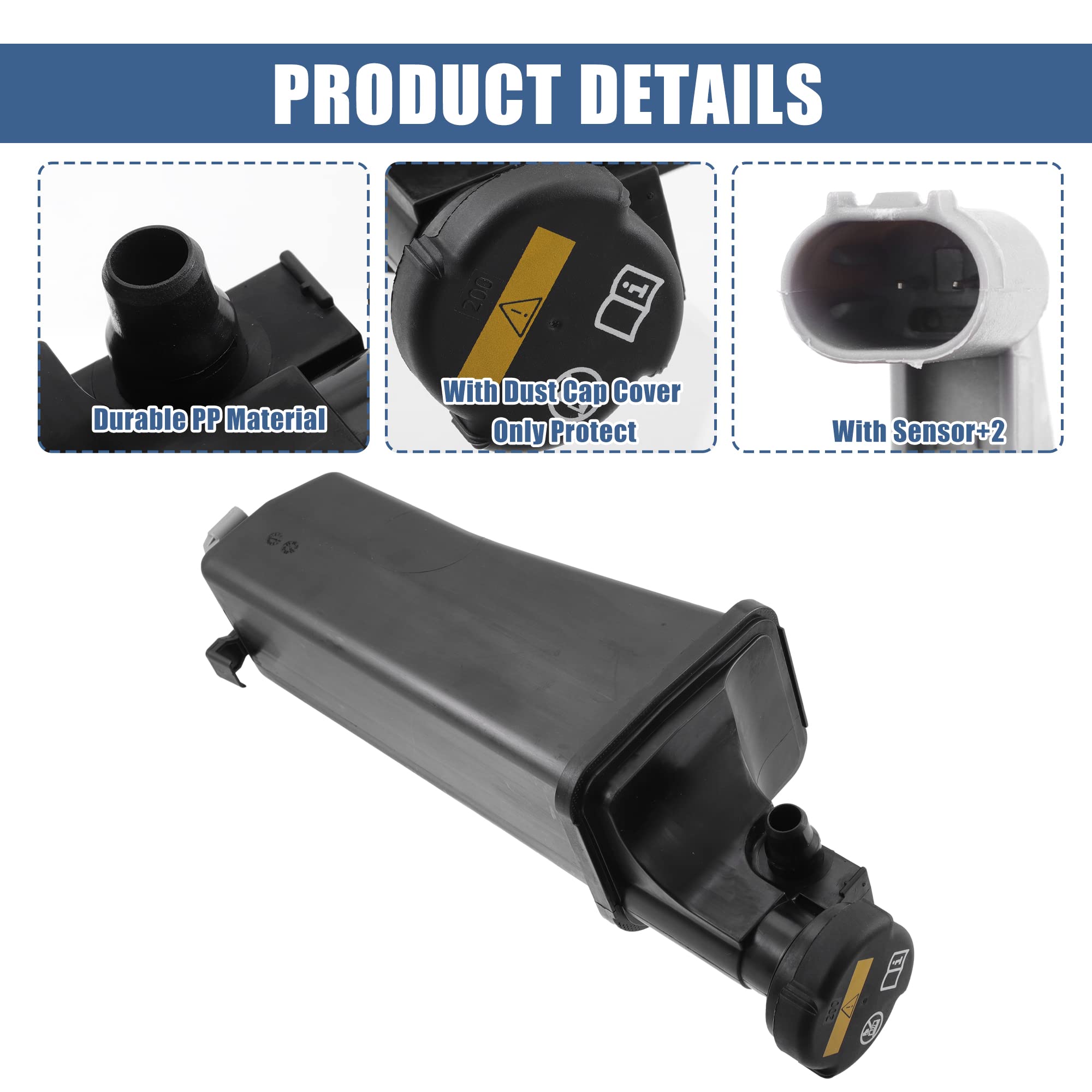 A ABSOPRO Depósito De Refrigerante Para Bmw E46 Serie 3 98-99 1Pc | Negro, Pp, 28.5X12.5X10.5Cm, Oe 17137787040, Para Bmw X5 E53 01-06, Sensor Incluido, Delantera