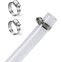DAVCO 1/2" ID - 50 ft Heavy Duty Braided Clear Plastic Vinyl Tubing, Flexible High Pressure Reinforced PVC Plastic Tube Hose, Non-toxic, BPA Free, with 2 Stainless Clamps