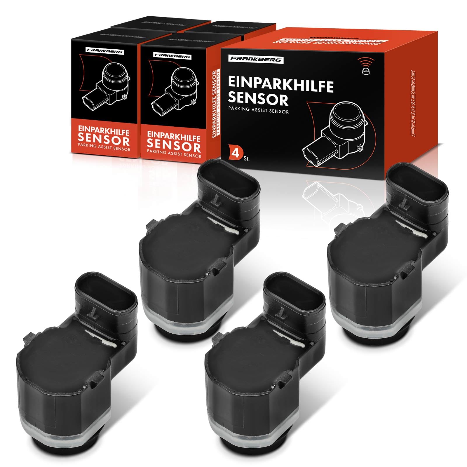 Frankberg 4 sensori di parcheggio a 3 Poli per assale anteriore e assale | Compatibile con: Serie 6 Cabrio E64, Serie 6 E63, X3 E83, X6 E71 E72, X5 E70, Serie 5 E60, Serie 5 Touring E61